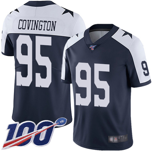 Men Dallas Cowboys Limited Navy Blue Christian Covington Alternate #95 100th Season Vapor Untouchable Throwback NFL Jersey->women nfl jersey->Women Jersey